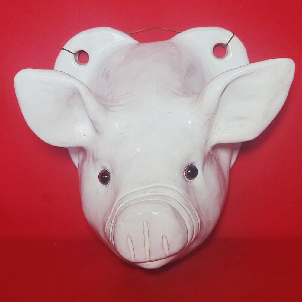 Vintage Large Pig Head Large Clay Hanging Wall Decor